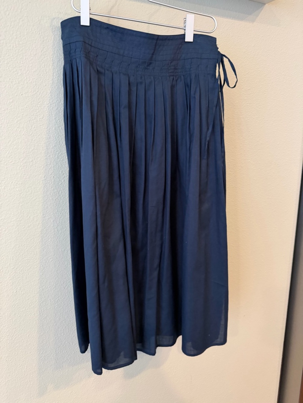 Vince Navy Pleated Skirt with Side Tie